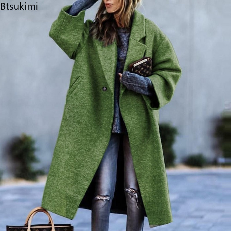 Novo2023 Ženske debele tople mješavine vune Elegantni dugi kaputi francuskog stila Jakne Kaputi Ženska prevelika ženska zimska odjeća