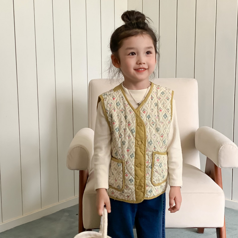 Jachete groase și calde pentru fete Vestă Îmbrăcăminte de toamnă și iarnă Haine pentru copii Vestă pentru fete Gilet fără mâneci Floral pentru copii