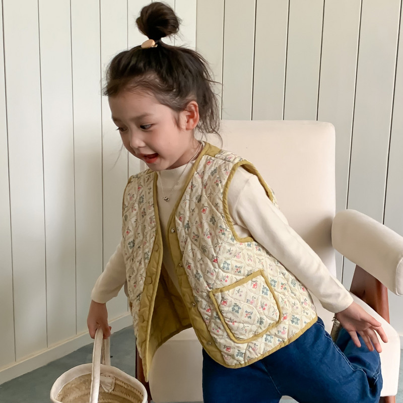 Jachete groase și calde pentru fete Vestă Îmbrăcăminte de toamnă și iarnă Haine pentru copii Vestă pentru fete Gilet fără mâneci Floral pentru copii