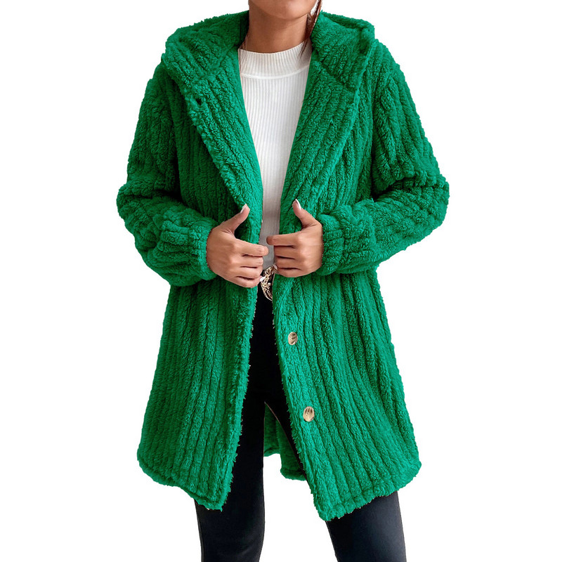 Jachetă de toamnă iarnă pentru femei, haină caldă de ursuleț de pluș, jachetă de lână, haină de pluș pentru femei, jachetă cu glugă, haine noi pentru femei, jachetă de culoare solidă