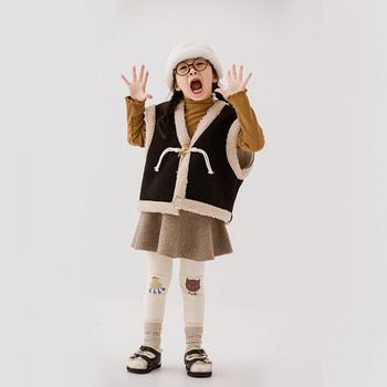 deer jonmi Нови зимни детски ретро шик удебелени жилетки Корейски стил Поларена подплата Детски топли ежедневни жилетки
