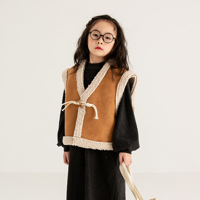 deer jonmi Novi zimski dječji retro šik deblji prsluci Korejski stil Podstava od flisa Dječji topli ležerni prsluci