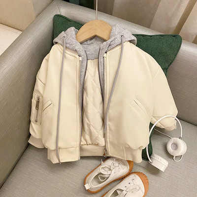 Debeli kožni kaput za dječake, jesen i zima 2023. Nova dječja lažna dvodijelna kožna jakna u korejskom stilu, dječji kaput