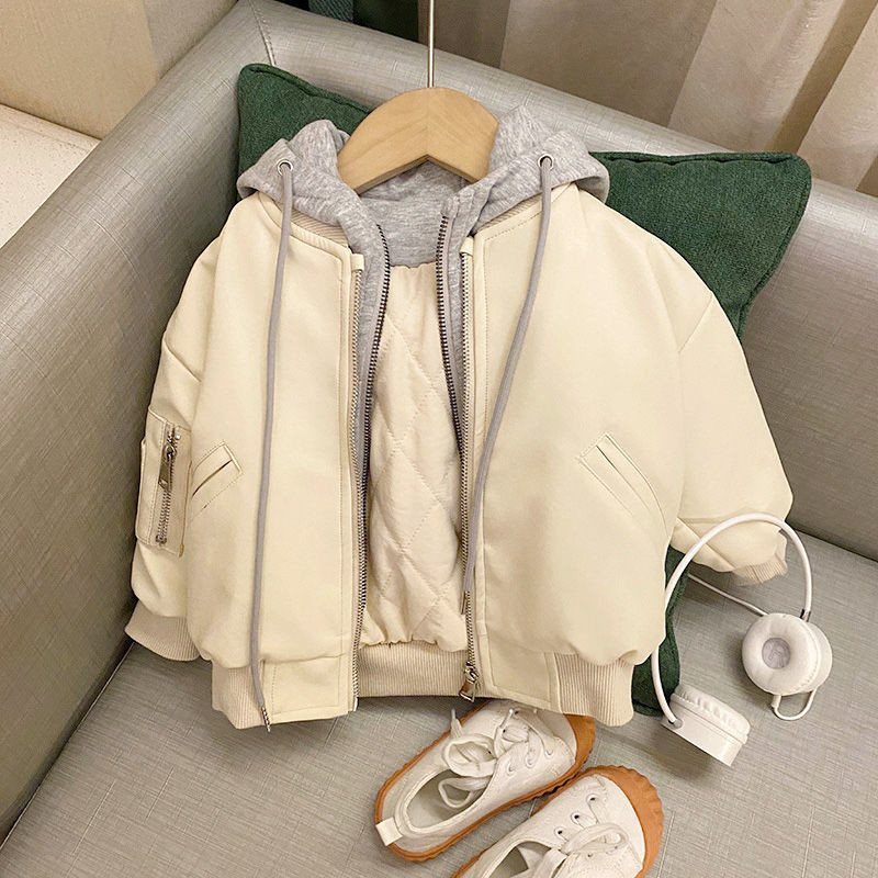 Debeli kožni kaput za dječake, jesen i zima 2023. Nova dječja lažna dvodijelna kožna jakna u korejskom stilu, dječji kaput