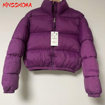 MNCCMOAA 2023 Есен Зима Дамска мода Свободна парка с яка и цип Палто Дамско едноцветно топло горнище с дълъг ръкав
