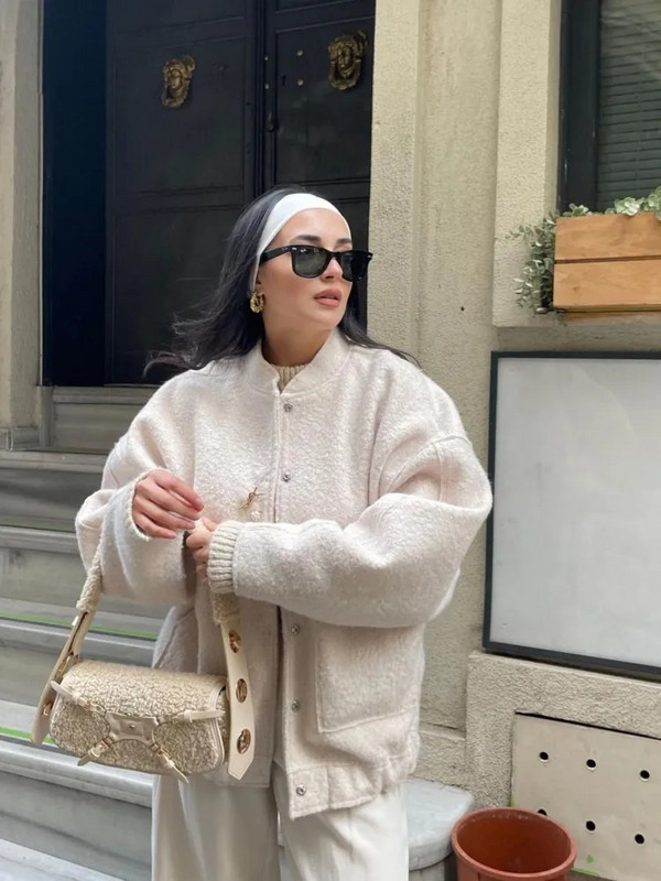 Modes Solid Bombers Jakas Sieviešu brīvs virsdrēbes ar pogām garām piedurknēm pelēks mēteļi Rudens ikdienas sieviešu kabatas jaka