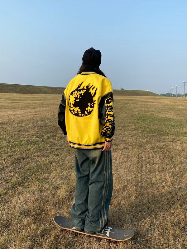 Palton american cu cusături din piele PU, pentru femei, Y2k, gotic, vânt leneș, BF High Street, marca hiphop, lejer, casual, uniformă de baseball Top