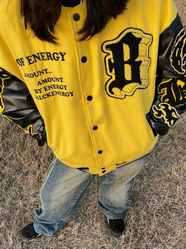 Palton american cu cusături din piele PU, pentru femei, Y2k, gotic, vânt leneș, BF High Street, marca hiphop, lejer, casual, uniformă de baseball Top