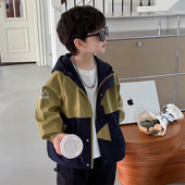 Bērnu mētelis, 202. gada rudens korejiešu izdevums, izskatīgs modes izšuvums ar kapuci zēnu mētelis 10-318