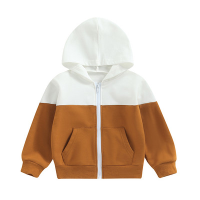 FOCUSNORM 1-5Y, mazuļu, bērnu zēnu rudens mēteļa krāsa, jaka ar garām piedurknēm ar rāvējslēdzēju un kabatām