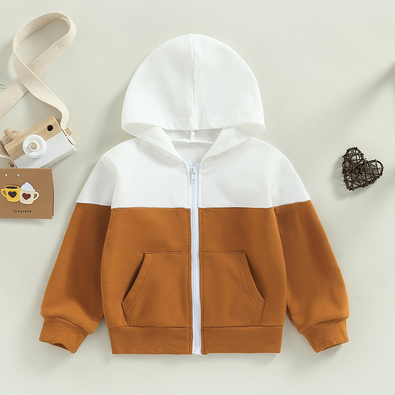 FOCUSNORM 1-5Y, mazuļu, bērnu zēnu rudens mēteļa krāsa, jaka ar garām piedurknēm ar rāvējslēdzēju un kabatām