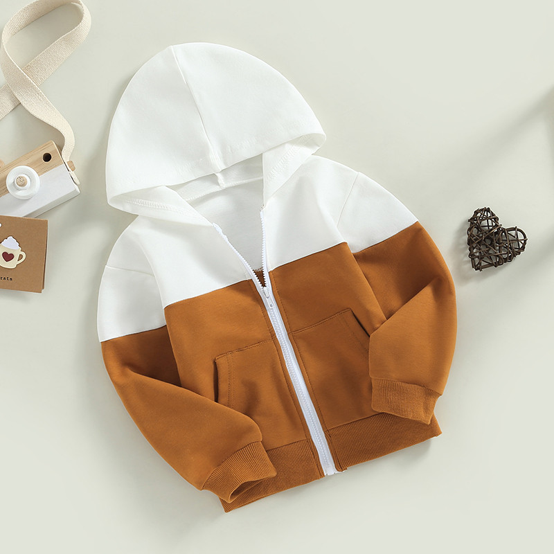 FOCUSNORM 1-5Y, mazuļu, bērnu zēnu rudens mēteļa krāsa, jaka ar garām piedurknēm ar rāvējslēdzēju un kabatām