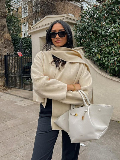 2023. gada ziemas mēteļi ar šalli Sieviešu brīvi ikdienišķa silta jaka ar garām piedurknēm Sieviešu rudens modes, vienrindas elegants sieviešu mētelis