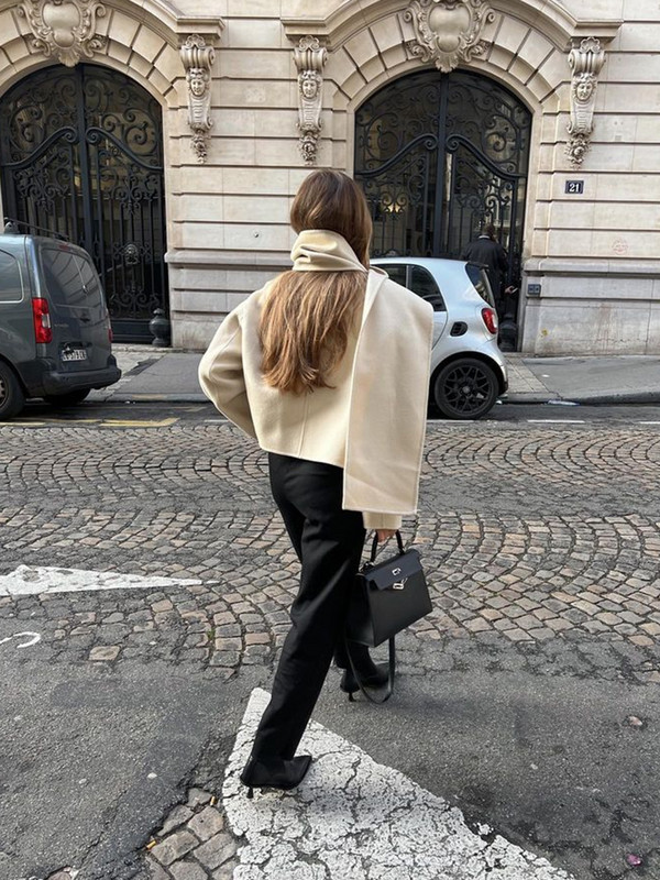 2023. gada ziemas mēteļi ar šalli Sieviešu brīvi ikdienišķa silta jaka ar garām piedurknēm Sieviešu rudens modes, vienrindas elegants sieviešu mētelis