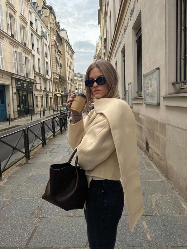 2023. gada ziemas mēteļi ar šalli Sieviešu brīvi ikdienišķa silta jaka ar garām piedurknēm Sieviešu rudens modes, vienrindas elegants sieviešu mētelis