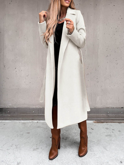 Nova jesenska ženska jakna, jednostavna jednobojna polo jakna dugih rukava, elegantna vjetrovka s remenom i džepom za žene