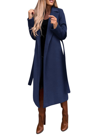 Nova jesenska ženska jakna, jednostavna jednobojna polo jakna dugih rukava, elegantna vjetrovka s remenom i džepom za žene