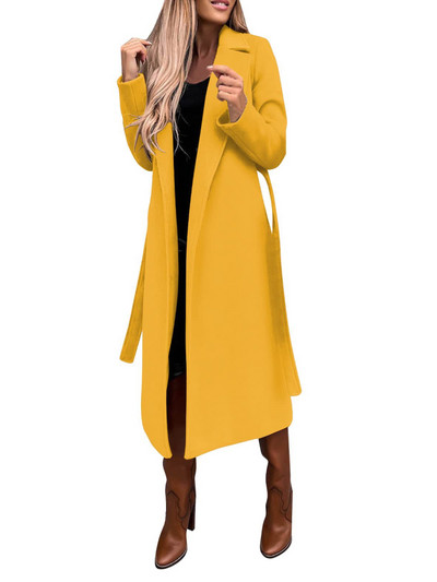 Nova jesenska ženska jakna, jednostavna jednobojna polo jakna dugih rukava, elegantna vjetrovka s remenom i džepom za žene