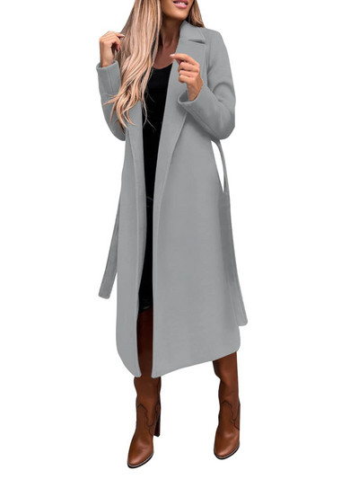 Nova jesenska ženska jakna, jednostavna jednobojna polo jakna dugih rukava, elegantna vjetrovka s remenom i džepom za žene