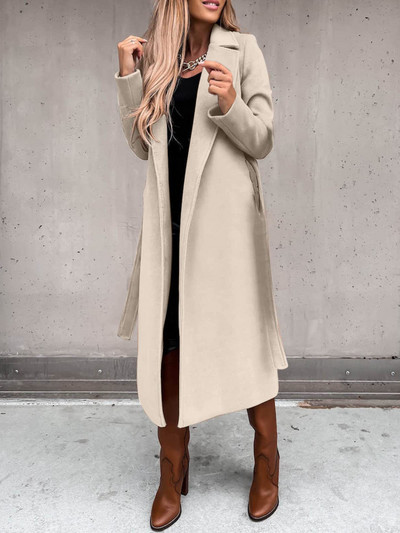 Nova jesenska ženska jakna, jednostavna jednobojna polo jakna dugih rukava, elegantna vjetrovka s remenom i džepom za žene