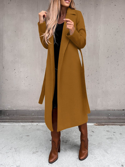 Nova jesenska ženska jakna, jednostavna jednobojna polo jakna dugih rukava, elegantna vjetrovka s remenom i džepom za žene