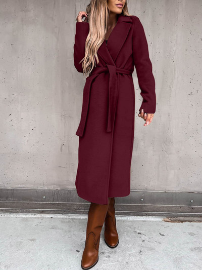 Nova jesenska ženska jakna, jednostavna jednobojna polo jakna dugih rukava, elegantna vjetrovka s remenom i džepom za žene