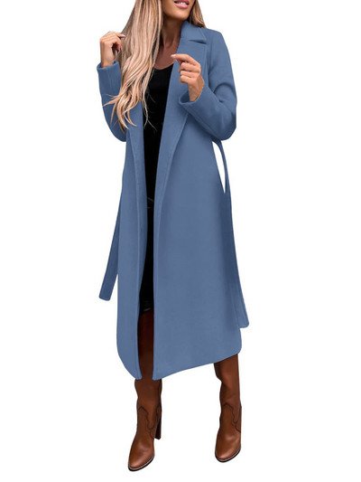 Nova jesenska ženska jakna, jednostavna jednobojna polo jakna dugih rukava, elegantna vjetrovka s remenom i džepom za žene