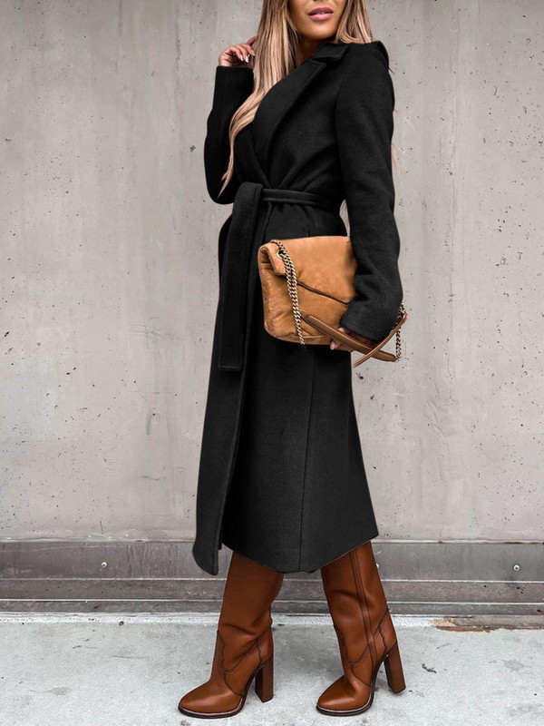 Nova jesenska ženska jakna, jednostavna jednobojna polo jakna dugih rukava, elegantna vjetrovka s remenom i džepom za žene