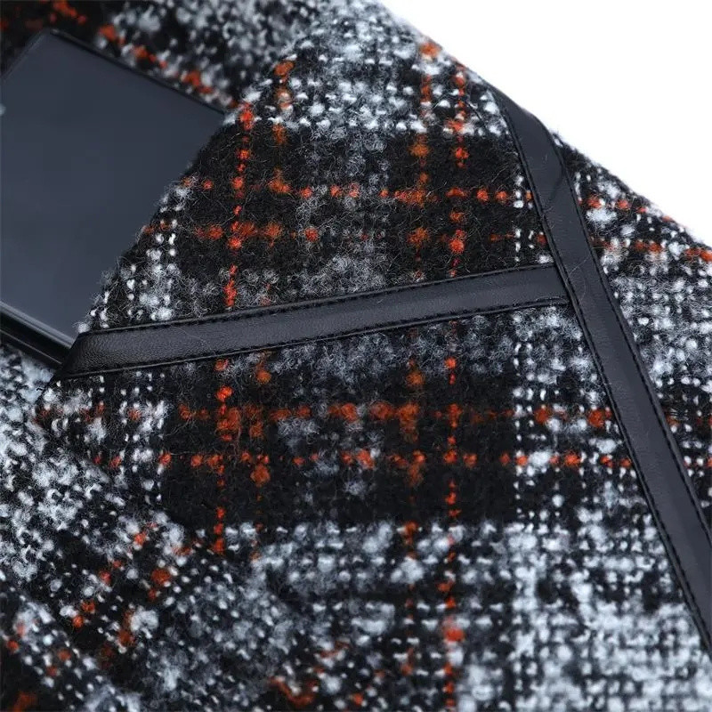 Palton de lână pentru femei 2023 NOU, toamnă iarnă, carouri, pardesiu lung, amestec de lână, îmbrăcăminte pentru femei, haine pentru mamă, bluze pentru femei