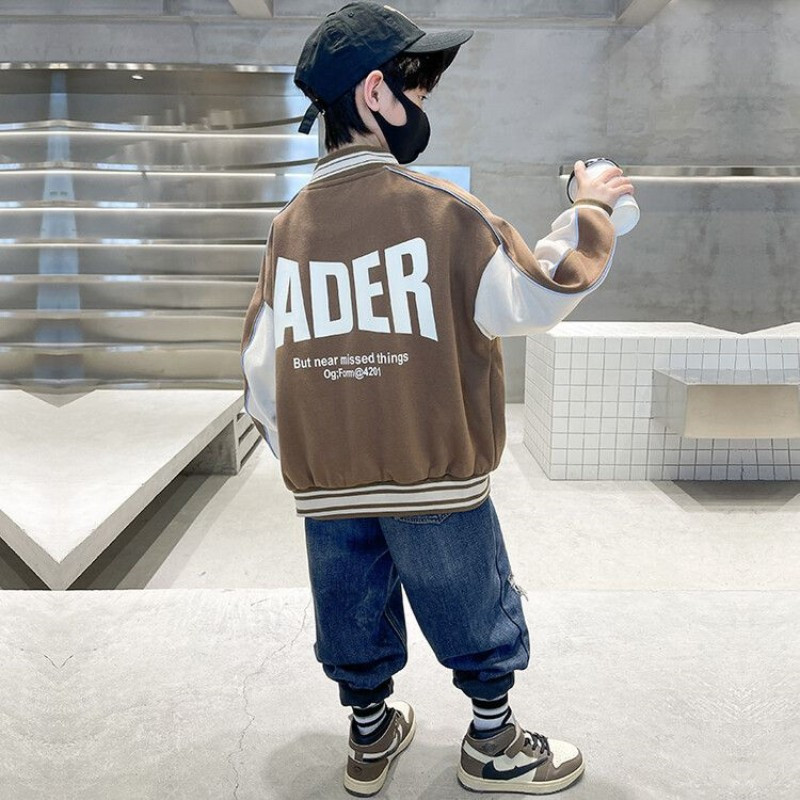 2023. gads. Tīņu zēnu Harajuku Bomber pavasara rudens jakas, liela izmēra beisbola stila audzēkņu formas tērpi universitātē 5–14 g.