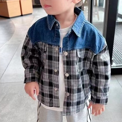 Jachete noi pentru băieți Denim carouri Copii Paltoane Moda Copii Îmbrăcăminte exterioară Primăvară Toamnă 2023-014