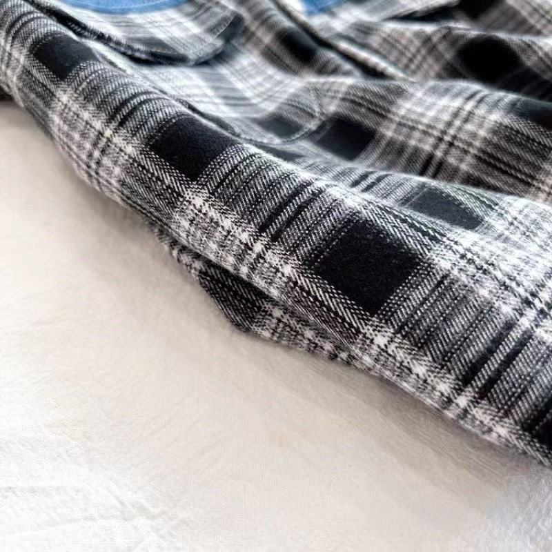 Jaunas zēnu jakas Džinsu rūtaini Bērnu Mēteļi Modes Bērnu Virsdrēbes Pavasaris Rudens 2023-014