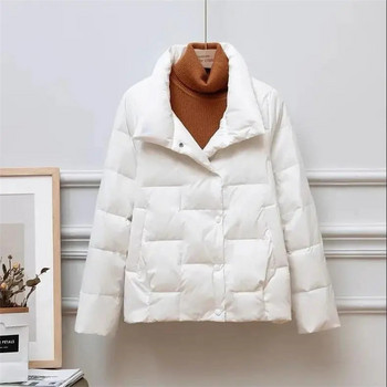 2023 Ново есенно-зимно пухено памучно палто Дамско корейско ежедневно топло яке с дълги ръкави Дамски парки Горно палто