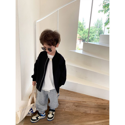 Gornja odjeća za dječake 2023. Puni rukavi, ovratnik s patentnim zatvaračem i O-izrezom Jednobojna, mekana, udobna, modno dizajnirana, ležerna, unikatna, dječja, dječja