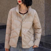 2023, toamnă și iarnă, jachetă scurtă din bumbac, pentru femei, cu guler în picioare, parkas lejer, subțiri, modă, generoasă, kaki, pentru femei