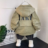 Gyerek dzsekik fiúknak kapucnis patchwork gyerekek fiú felsőruházat széldzseki őszi alkalmi gyerekkabátok ruházat tavasz 2-6 év