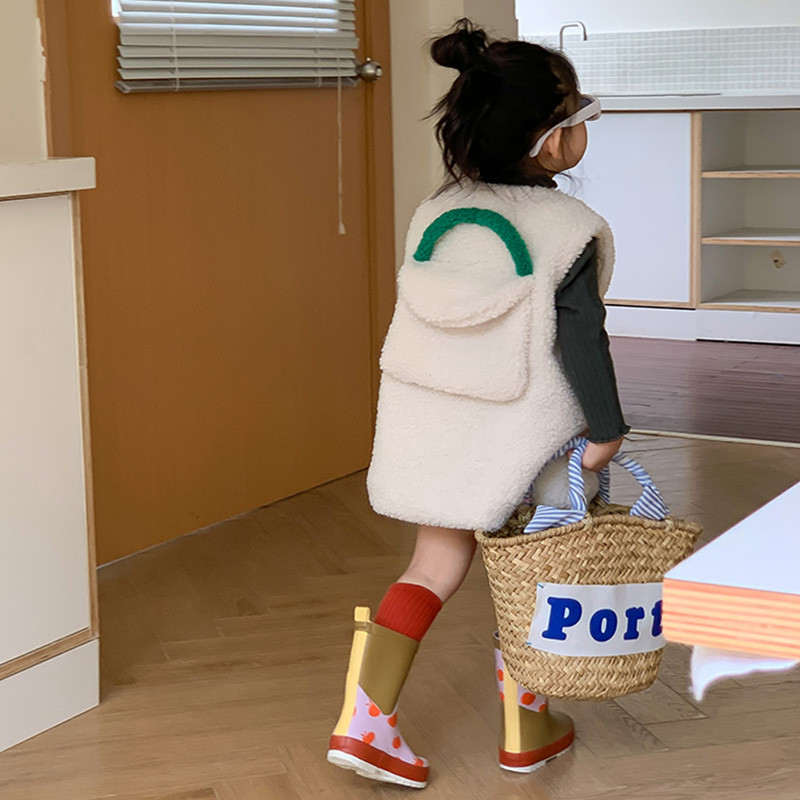 Dječji kaput s dugim prslukom od flisa Dječja odjeća Proljeće jesen i zima Dječji plišani prsluk Odjeća bez rukava