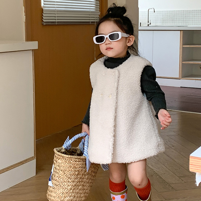 Dječji kaput s dugim prslukom od flisa Dječja odjeća Proljeće jesen i zima Dječji plišani prsluk Odjeća bez rukava