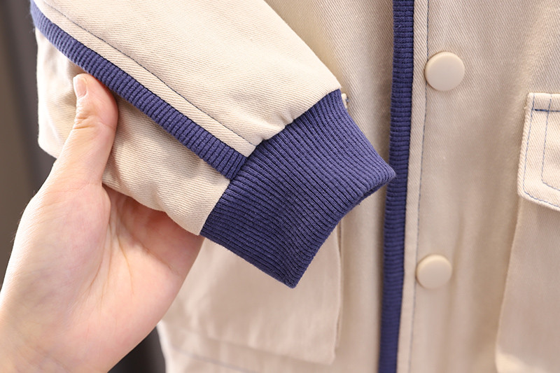 Jachetă pentru băieți și fete, design simplu, cu un singur piept, cu gâtul în formă de O, manșete elastice, top, unisex, copii, primăvară, toamnă, buzunare casual, haine