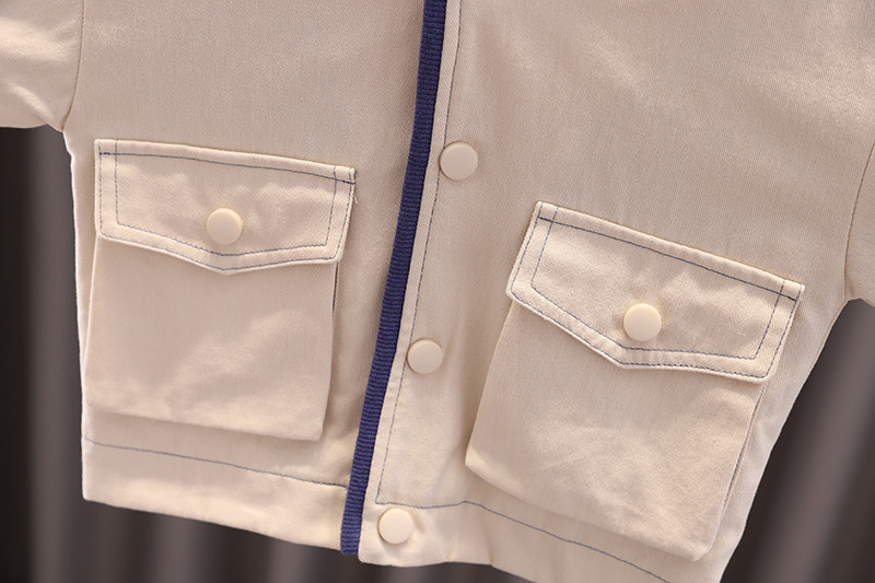 Jachetă pentru băieți și fete, design simplu, cu un singur piept, cu gâtul în formă de O, manșete elastice, top, unisex, copii, primăvară, toamnă, buzunare casual, haine