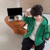 Jesenska moda za dječake Jacekts Cool modni kaputi s džepovima i zelenim kapuljačom