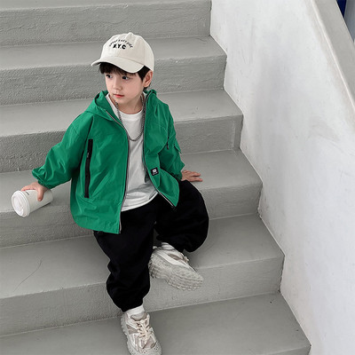 Jesenska moda za dječake Jacekts Cool modni kaputi s džepovima i zelenim kapuljačom