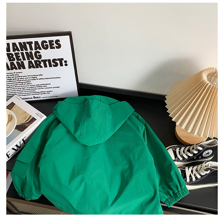 Jesenska moda za dječake Jacekts Cool modni kaputi s džepovima i zelenim kapuljačom