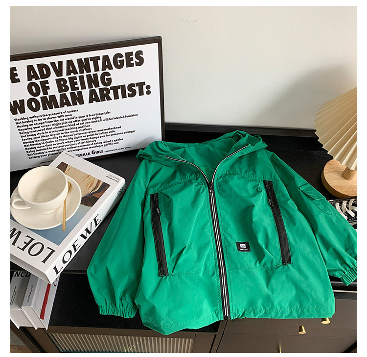 Jesenska moda za dječake Jacekts Cool modni kaputi s džepovima i zelenim kapuljačom