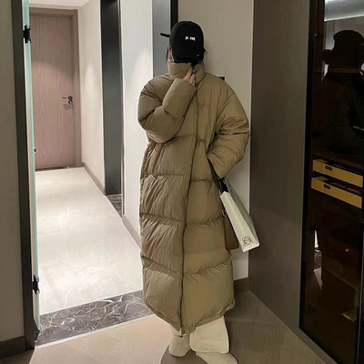 Prevelika dugačka parka zimski kaput Ženska korejska pufer jakna otporna na vjetar Zadebljana topla jakna dugih rukava s patentnim zatvaračem Podstavljena pamukom