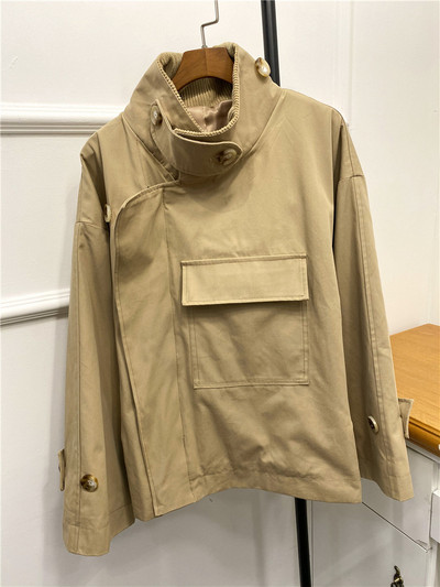 Jachetă de vânt cu buzunar solid, toamnă, cu mânecă lungă, la modă, elegantă, de birou, pentru femei, îmbrăcăminte exterioară, de designer vintage, jachete scurte pentru femei