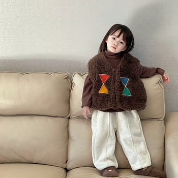 Детско облекло 2022 Есен Зима Нов модерен корейски стил Ватирана топла жилетка за момичета Ежедневна проста жилетка без ръкави