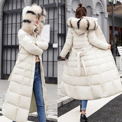 2019, noua moda, haina de iarna X-lung pentru femei, cu guler mare de blana, jacheta pentru femei, parka subtire pentru femei, mai mari, paltoane ingrosate pentru dama