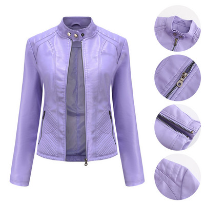 Jachete pentru femei Moda cu rever Jachetă cu motor haină cu fermoar Biker scurt Punk decupat pătuț îmbrăcăminte exterioară Jachete de iarnă pentru fete Jachete