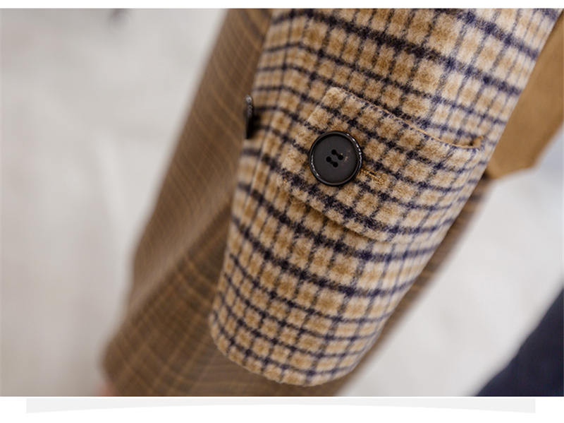 Rudens ziemas rūtaini vilnas mēteļi sieviešu apģērbi gari vējjaku mēteļi 2023. gada jauns, brīvs sieviešu vilnas jakas casaco feminino v665